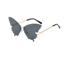 Women Sunglasses Butterflies Shape Rimless Ultra-light Clear Lens Gifts Sun-resistant Photo Props Anti-UV Ladies Fashion Sunglasses for Daily Life-Grey