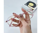 Unisex Glasses Polygonal Frame Eye Protection Eyewear Men Women Zero Diopter Anti Blue Ray Eyeglasses for Work-Pink