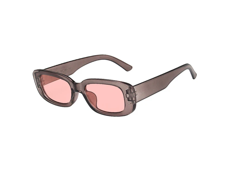 Unisex Sunglasses Eye-catching Solid Construction Resin Women Sunglasses Colorful Square Eyewear for Summer-Gray & Pink