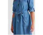 Millers Long Sleeve Chambray Midi Dress - Womens - Denim Mid Wash