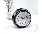 Desk Clock Precise Silent Night Light Battery Powered Non Ticking Table Music Alarm Clock for Office-Black