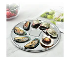 Seafood Plate Multipurpose Food Grade Oyster-shaped Grooves 8 Slots Rust Resistance Oyster Serving Plate for Dining Room