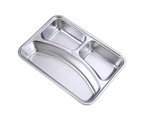 Thickened Stainless Steel Dinner Plate with Lid Dishwasher Safe Large Capacity Dinnerware 2/3/4/5/6 Grids Round Rectangle Serving Tray for School-C