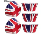 50/100/200Pcs Round Disposable Cake Cups Waterproof Oilproof Cake Packaging Silicone Paper UK Flag Pattern Dessert Cups for Bakery