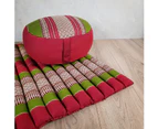 [Free Shipping][MANGO TREES]Foldable Zafu Meditation Cushion Set Kapok Filled - Red/Green