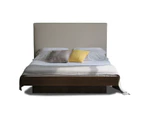 Cecilion King Single Beige White Oak Fabric Floating Walnut Bed Frame
