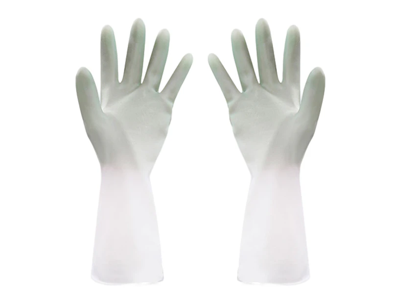1 Pair Dishwashing Gloves Long Sleeve Protect Hands Waterproof PVC Kitchen Cleaning Dishwashing Gloves for Daily Use-Green