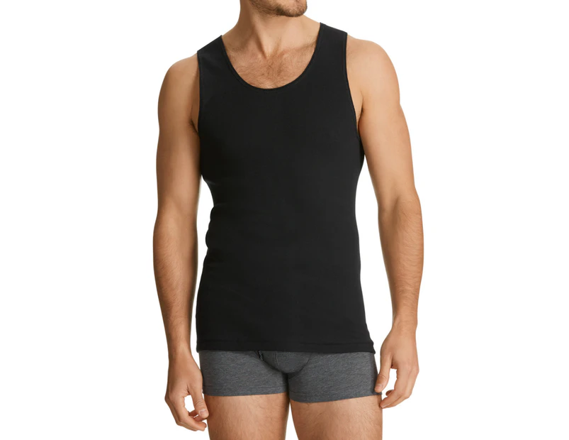 Bonds Black Mens The Original Chesty Ribbed Cotton Plain Singlet Vest Tank Top