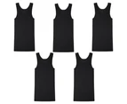 5 Pack Bonds Mens The Original Chesty Cotton Black Plain Singlet Vest Tank Top