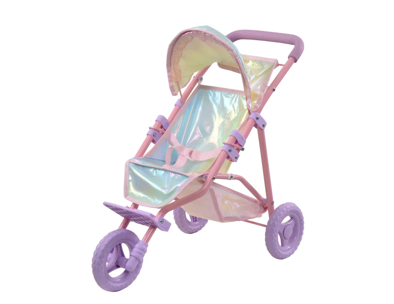 Magical Dreamland Baby Doll Jogging Pram - My Little Girls First Dolls Pram Toy Accessories Little Girls Gift, Iridescent color