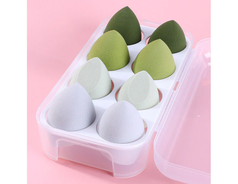 8PCS One Set Value Makeup Foundation Blender Sponge Puff Cosmetic Beauty Eggs Green