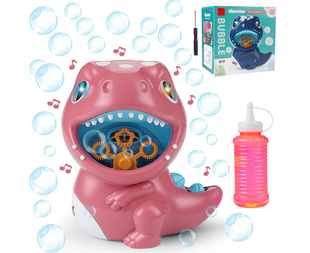 Musical Dinosaur Bubble Machine Blower Outdoor Party Summer Toys - Pink