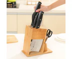 Knife Block Rubberwood - Knife Holder - Knife Block Without Knives - Suitable for 5 Different Knives - Knife Holder for An Organized And Tidy Kitchen