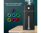 1L Ultrasonic Air Humidifier Mist Aroma Purifier LED Light USB Black