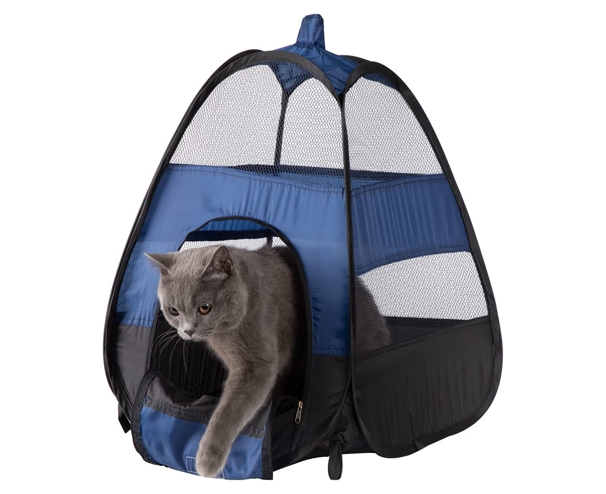 Portable Folding Pet Tent Pet Supplies Outdoor Dog Sun Shelter House Mini Kitty Cat Dog Tent Blue 