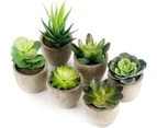 6Pcs Indoor Artificial Plants, Fake Plants with Gray Pot Artificial Grass Decoration for Outdoor