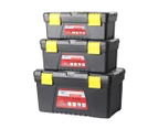 Traderight Tool Storage Set Tool Box 3PCS Lock Organiser Portable Handle Garage - Black