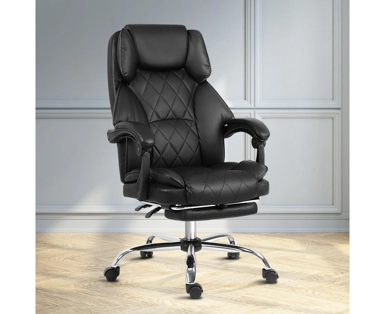 Artiss Executive Office Chair Leather Footrest Black