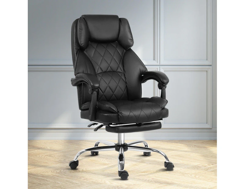 Artiss Executive Office Chair Leather Footrest Black