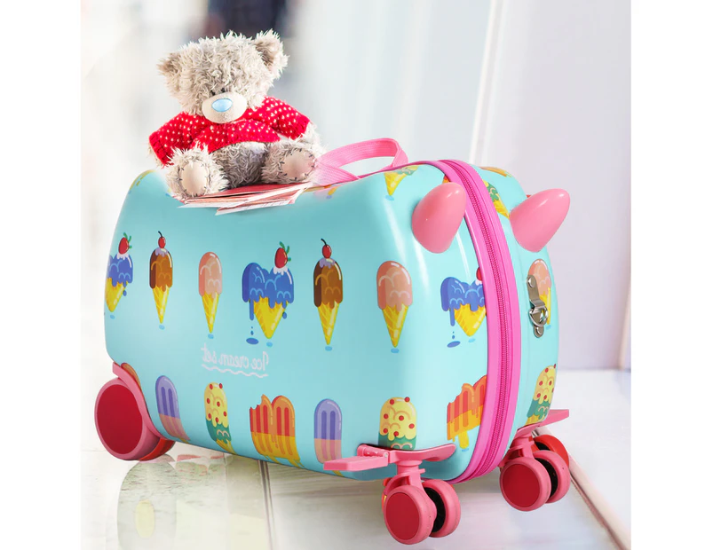 Bopeep Kids Ride On Suitcase Children Travel Luggage Carry Bag Trolley Ice Cream