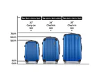 Wanderlite 3pcs LuggageTrolley Set Travel Suitcase Storage Organiser Carry On Hard Case TSA Lightweight Blue