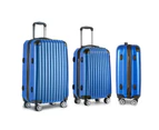 Wanderlite 3pcs LuggageTrolley Set Travel Suitcase Storage Organiser Carry On Hard Case TSA Lightweight Blue