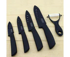 Ceramic Knife Set Black, Kitchen Knife Set with Protective Cover, 5PCS