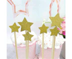 Set of 50pcs Twinkle Twinkle Little Star Cupcake Toppers Glitter Gold Party Cake Decorations