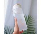 400ml Water Bottle with Strap Leak-proof Frosted Wide Mouth Clear Drinking Plastic Moon Fantasy Drinking Bottle Camping Supplies-White