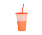 480ML Water Tumbler Creative Decorative Reusable Comfortable Grip Color Changing Discoloration for Home-Orange