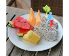 6Pcs/Set Fruit Fork Anti-slip Cartoon Plastic Dinosaur Shaped Bento Stick Party Supply -Mix Color