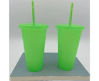 Water Bottle Reusable High-capacity PP Straw Green Drinking Tumbler Cup for Office-Green