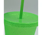 Water Bottle Reusable High-capacity PP Straw Green Drinking Tumbler Cup for Office-Green