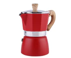 Octagonal Tea Pot Aluminum Classic Mocha Teapot Coffee Maker Portable Kettle-Red