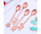 4Pcs Christmas Stainless Steel Coffee Tea Mixing Spoons Dessert Snacks Tableware-Golden