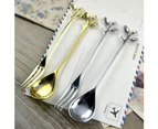 Mini Coffee Tea Branch Design Cup Spoon Fruit Fork Kitchen Gadget Tool Gift-Golden