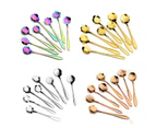 8Pcs Flower Stainless Steel Coffee Tea Cup Spoon Teaspoon Kitchen Tool Gift-Rose Gold