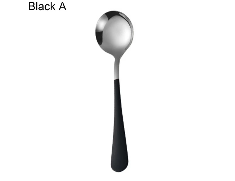 Soup Spoons Anti-rust Easy to Clean Stainless Steel Colorful Multi-purpose Dinner Spoons for Kitchen-Black