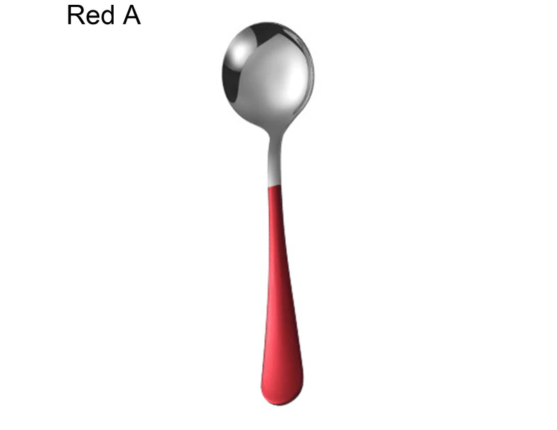 Soup Spoons Anti-rust Easy to Clean Stainless Steel Colorful Multi-purpose Dinner Spoons for Kitchen-Red