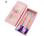 2Pcs Shovel Spoon Cute Round Edge Multi-function Novelty Stainless Steel Ice Cream Dessert Spoon for Party-Multicolor