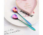 4Pcs/Set Beautiful Flower Shape Coffee Spoon Long Handle Ergonomic Stainless Steel Dessert Spoon for Home-Multicolor