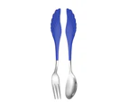 1 Set Wing Design Fork Spoon Set Mirror Polished 304 Stainless Steel Beefsteak Bread Flatware Set for Dining-Blue Silver