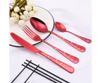 4Pcs/Set Exquisite Cutlery Set Corrosion Resistant Stainless Steel Smooth Edge Safe Use Scoop Fork for Daily Life-Red