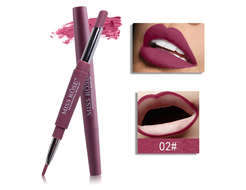 Women\'s Fashion Long Last Dual Head Lipliner Matte Lip Lipstick Pencil Makeup-2#