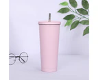 750ML Drinking Tumbler Large Capacity Multi-Functional Easy to Carry Water Storage Tumbler with Straw for Travel-Pink