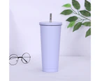 750ML Drinking Tumbler Large Capacity Multi-Functional Easy to Carry Water Storage Tumbler with Straw for Travel-Purple