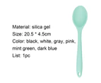 Soup Spoon Unbreakable Flexible Silicone Long Handle Kitchen Scoop Cooking Ladle for Home-Mint Green