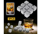 9Pcs Reusable Whiskey Stones Chillers Wine Drinks Cooler Ice Cubes Granite Rocks