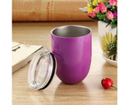 10oz Outdoor Picnic Camping Stainless Steel Stemless Unbreakable Wine Glasses-Purple