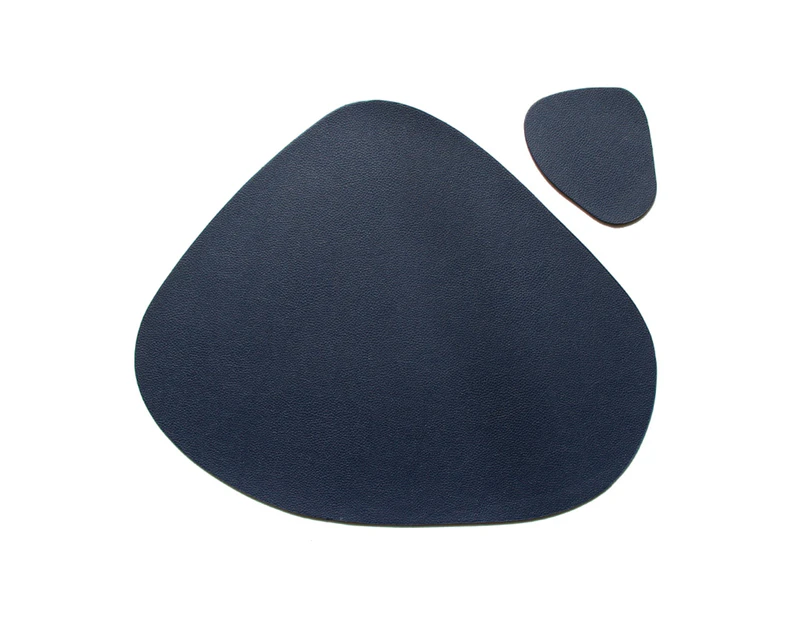 2Pcs/Set Table Mat Exquisite Decorative Bowl Shape Irregular Round Modern Black Table Mats for Home-Dark Blue